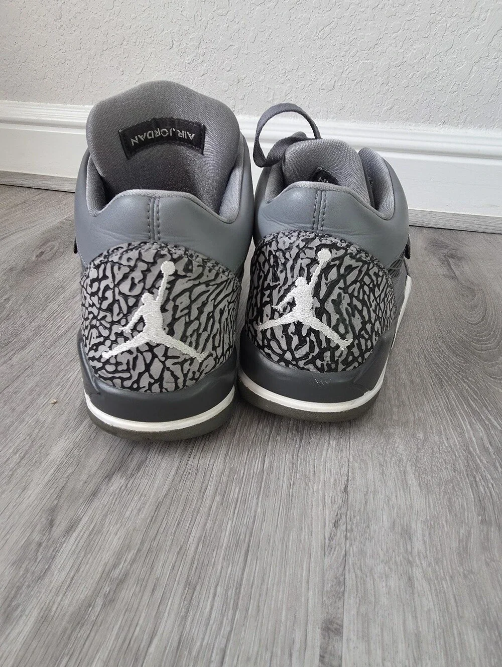Jordan Flight Club 80s Gray Black Elephant Print Mid Top Sz 12